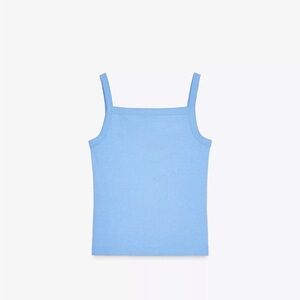Light Square Neck Blue Tank Top